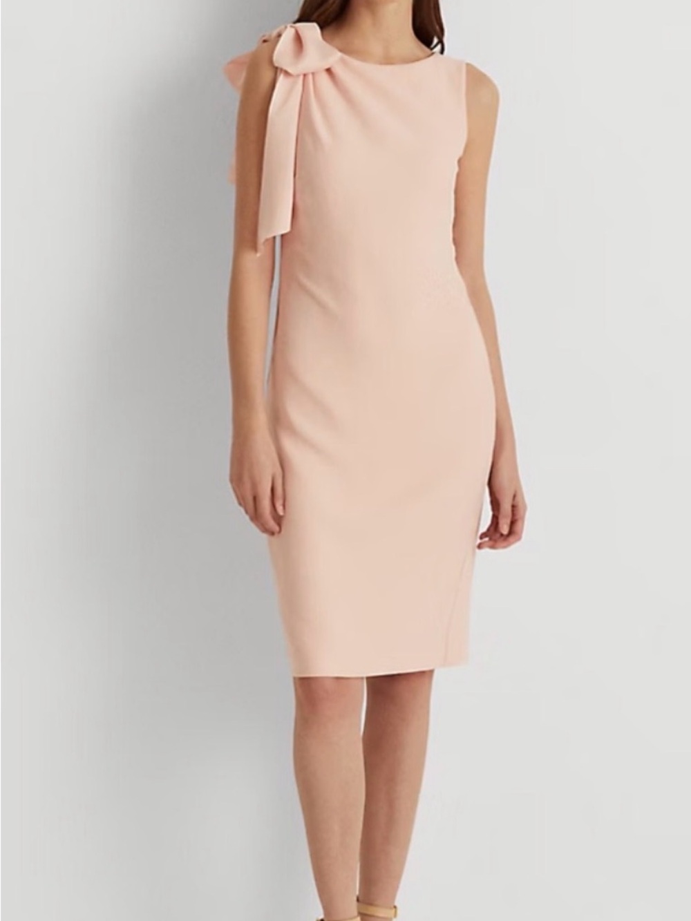 Calvin Klein Sleeveless Sheath Dress with Shoulder Bow in Blush NWT!